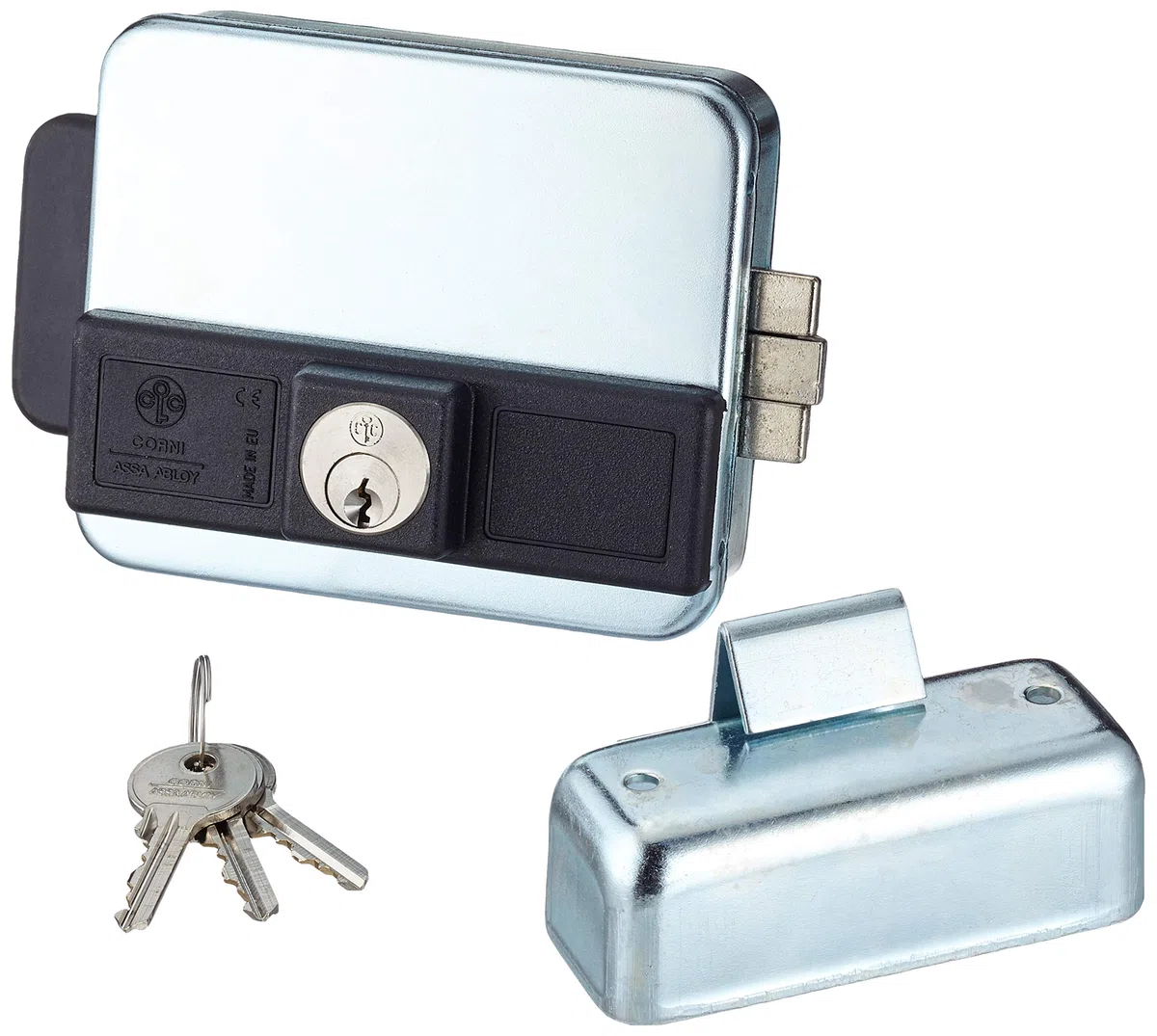 ASSA ABLOY CORNI Serratura elettrica da applicare per cancelli NF5011/1Z reversibile, acciaio zincato, entrata regolabile 50-70 mm