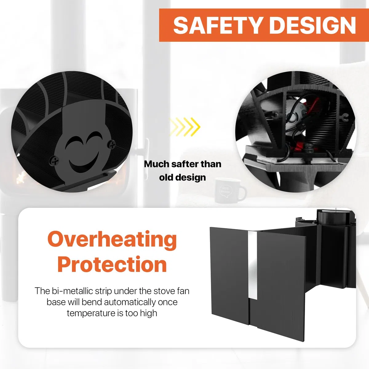 Ventola per Stufa a Legna, 7 Foglie Ventilatore per Stufa Non Elettrico, Ventilatore per Camino con Termometro, Ecologico Silenzioso Ventola Stufa a Gas Pellet Legna