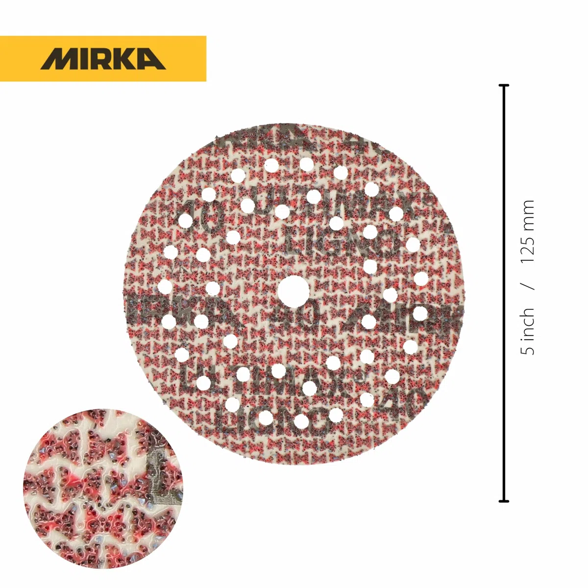 Mirka Ultimax Ligno Ø 125mm dischi abrasivi a strappo Multifit/grana 40/50 pezzi/multiperforazione/per la levigatura di superfici in legno