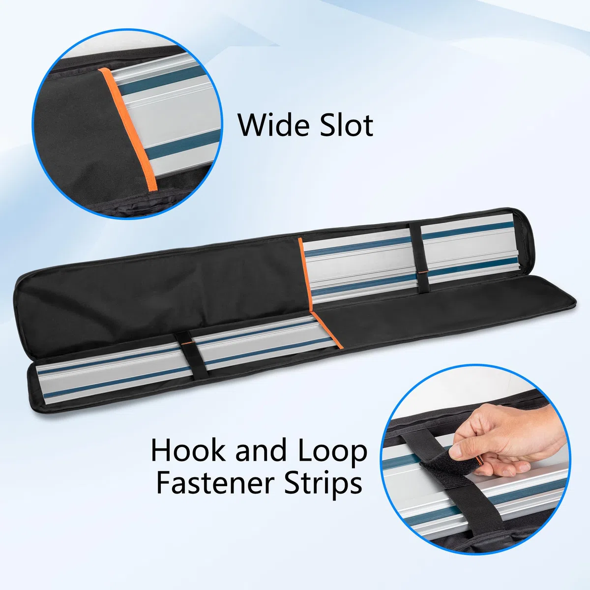 Rexmica Borsa per 2 Guide per Seghe Circolari, Porta Binario Guida Imbottita - Fino a 150 cm, Borsa per il Trasporto di Binario Guida con Ampia Tasca con Cerniera e Maniglia, Nero (Solo Borsa)