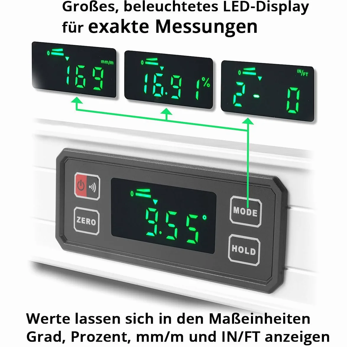 STAHLWERK Livella digitale DW-600 ST in alluminio con lunghezza 600 mm livella magnetica | livella magnetica | livella in alluminio | livella digitale | goniometro
