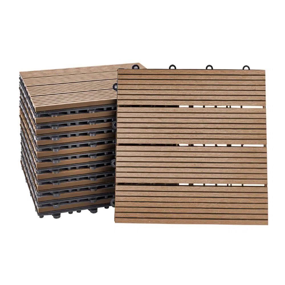 Home Deluxe Piastrelle in legno 'BAVARO' -Colore: tek - Dimensione: 6 m²- Materiale: WPC, Resistente alle intemperie, facile da pulire I Piastrelle in Legno Pavimento