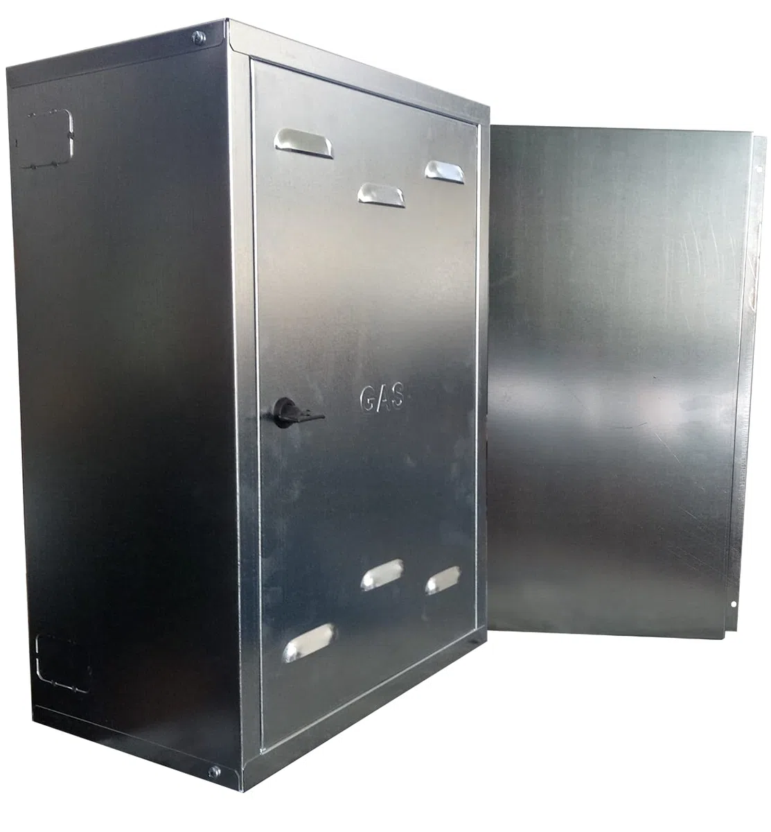 PUGLIELLI SRL Cassetta contatore gas con schienale zincato 6/10 certificata ISO 9001:2015 fornita in kit di montaggio e chiave quadrata (70x40x25)