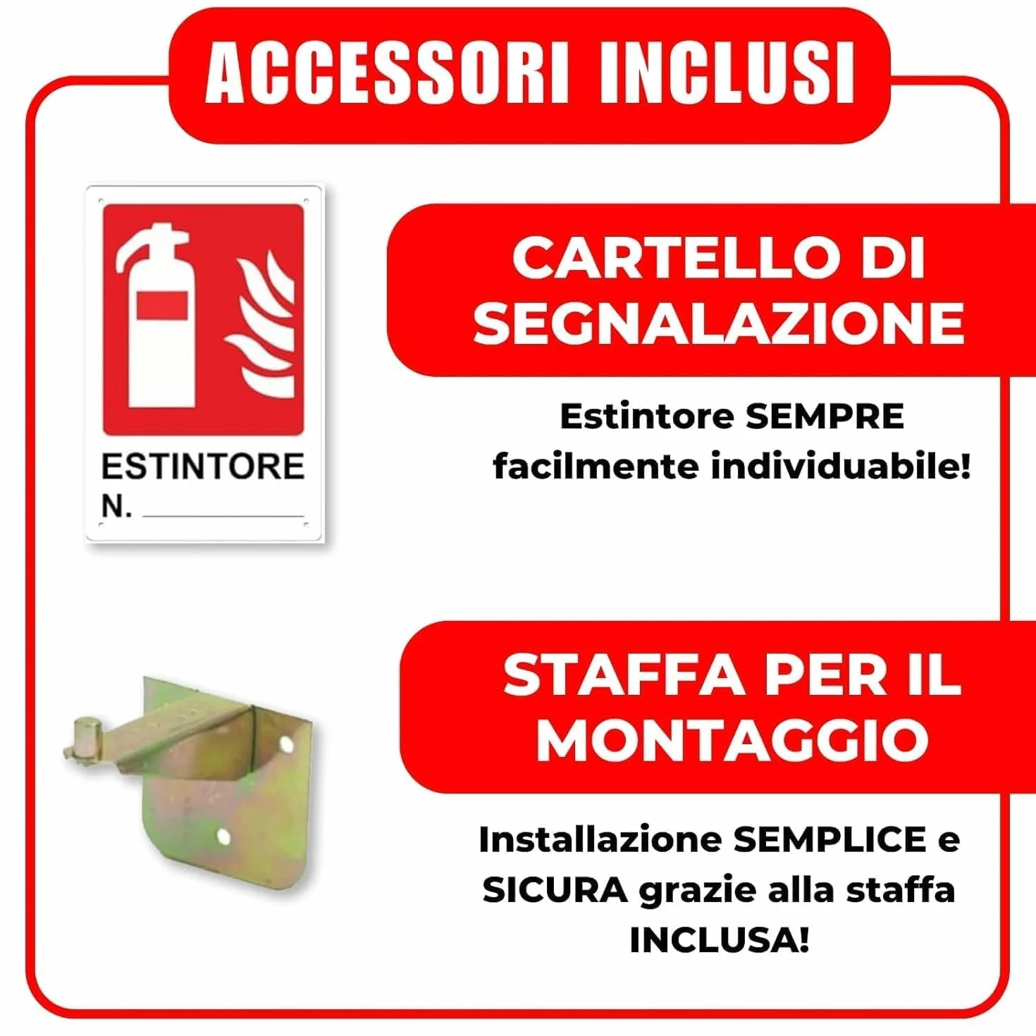 Estintore Polvere 6 KG - ANNO: 2026 + MANUALE USO E MANUTENZIONE - CERTIFICATO E OMOLOGATO A NORMA DI LEGGE + STAFFA E CARTELLO - Soluzione Sicurezza Antincendio Professionale (2)