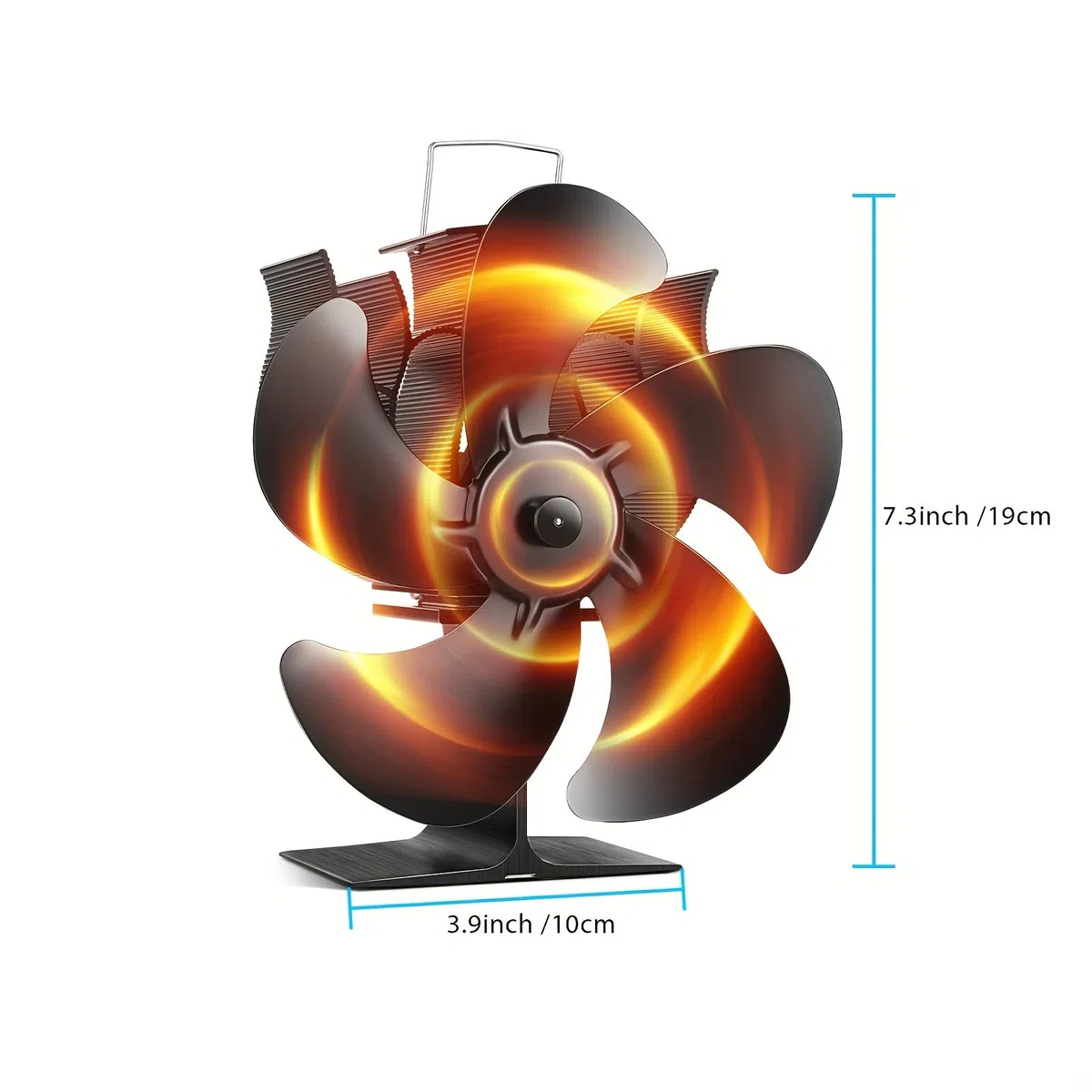 Ventilatore per stufa a legna, ventilatore per camino a 5 pale per stufa a legna, ventilatore a calore, funzionamento silenzioso che circola aria calda, (include termometro magnetico)