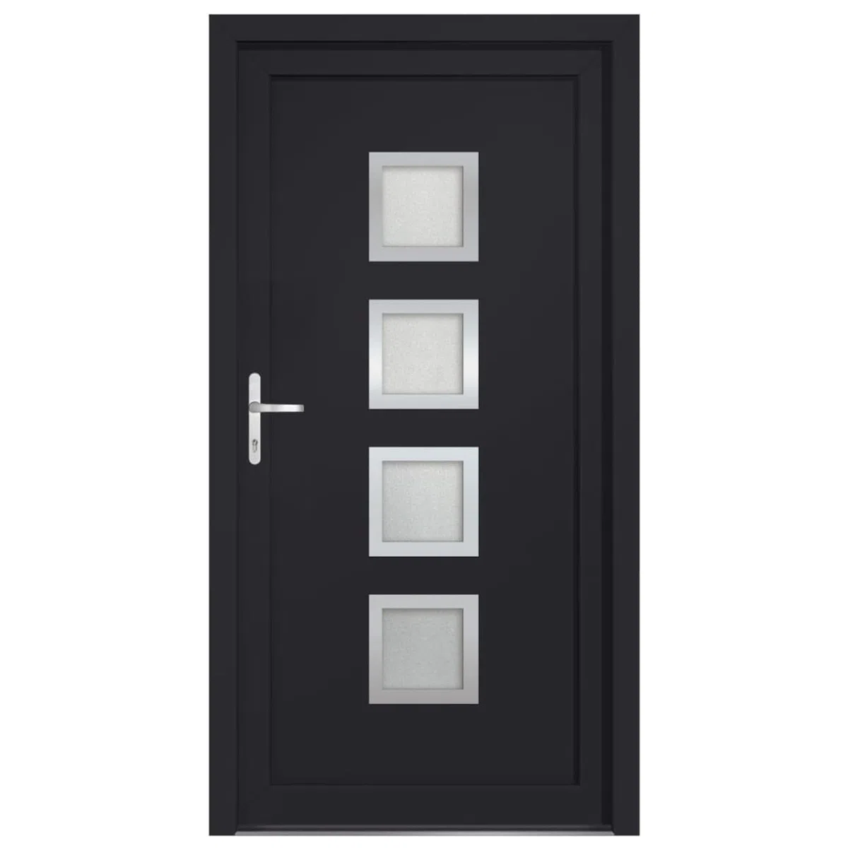 Gecheer Porta Ingresso Antracite 98x190 cm in PVC, Porta Esterna in PVC, Portoncino Ingresso Esterno