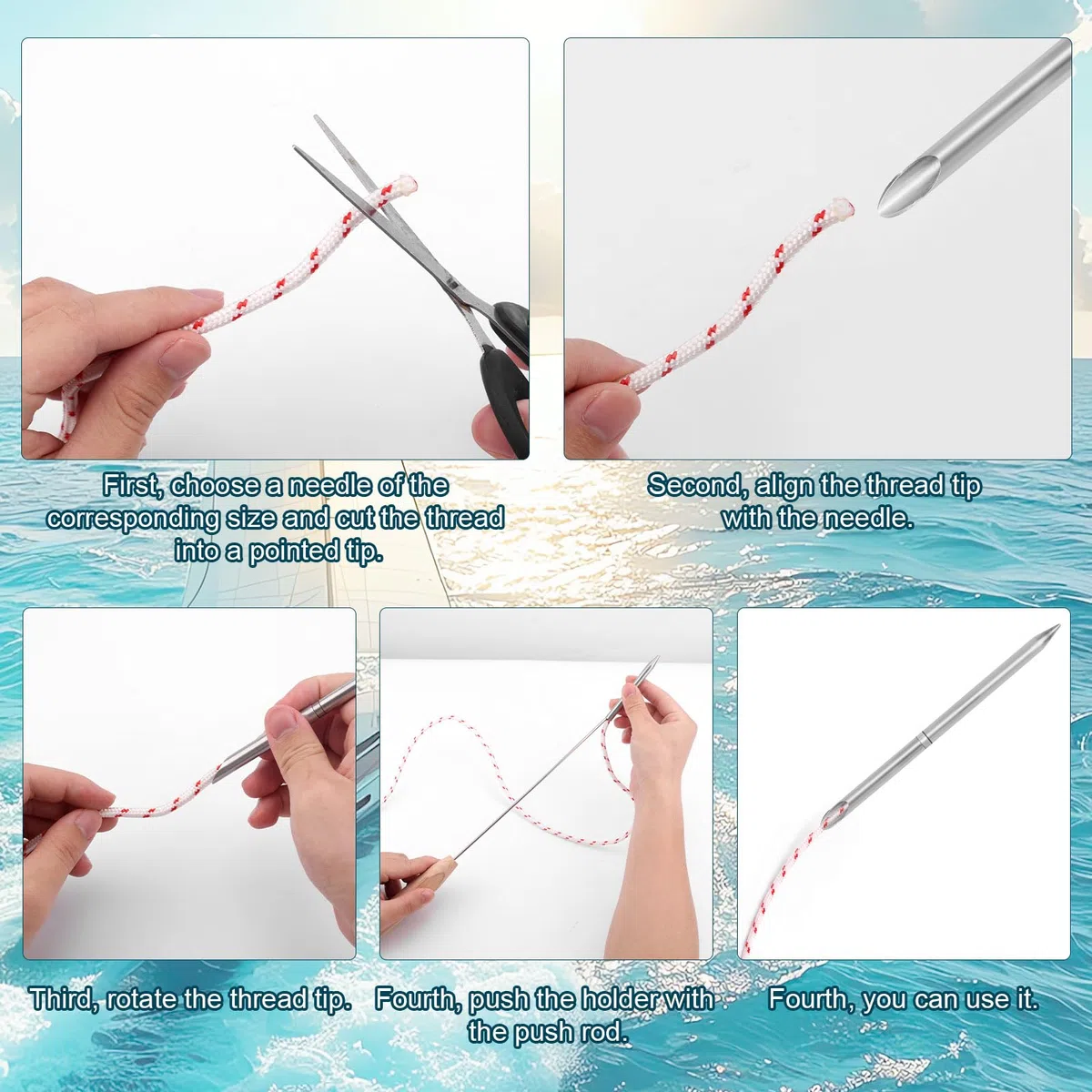Gosknor 7pz Kit Utensili Giunzione Corde, Utensili FID 6-In-1 Acciaio Inossidabile con Spintore e Borsa Portaoggetti per Corda Doppia Treccia 1/4" 5/16" 3/8" 7/16" 1/2" per Rapido Recupero Giunzione
