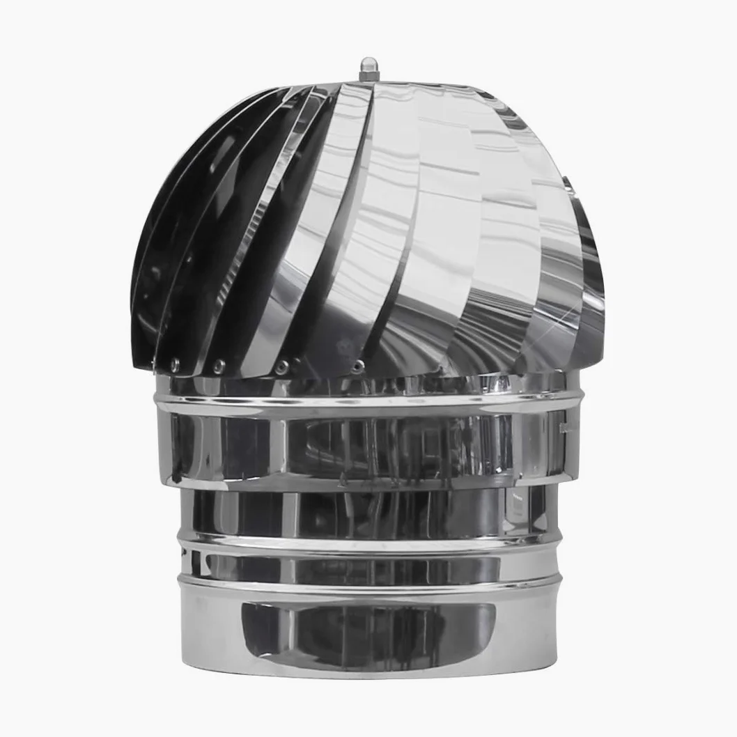 Cappello Eolico Girevole in Acciaio Inox AISI 304 BA SP. 5/10 - per Camini Versione Femmina - (Ø200 mm)