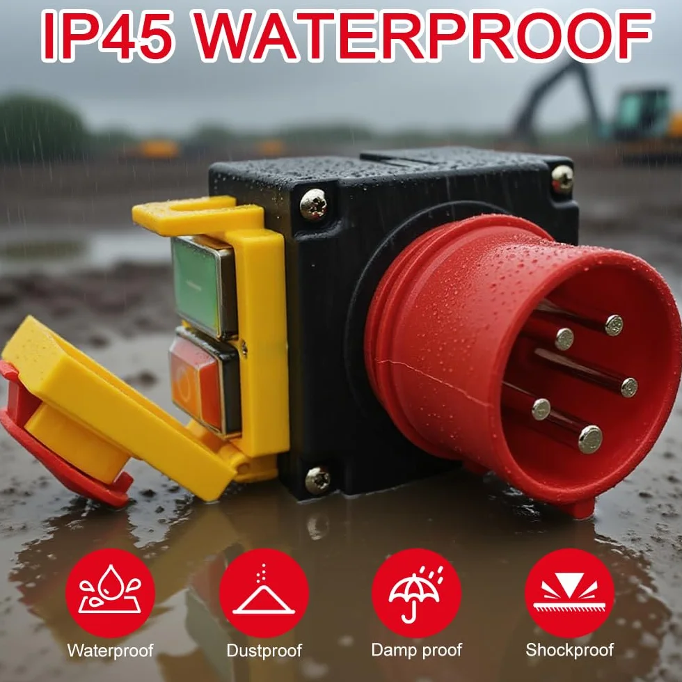 Interruttore Impermeabile 400v, Interruttore di Arresto di Emergenza Trifase con Spina CEE, 400v Interruttore Impermeabile con Spina CEE, Compatibile con KEDU KOA7