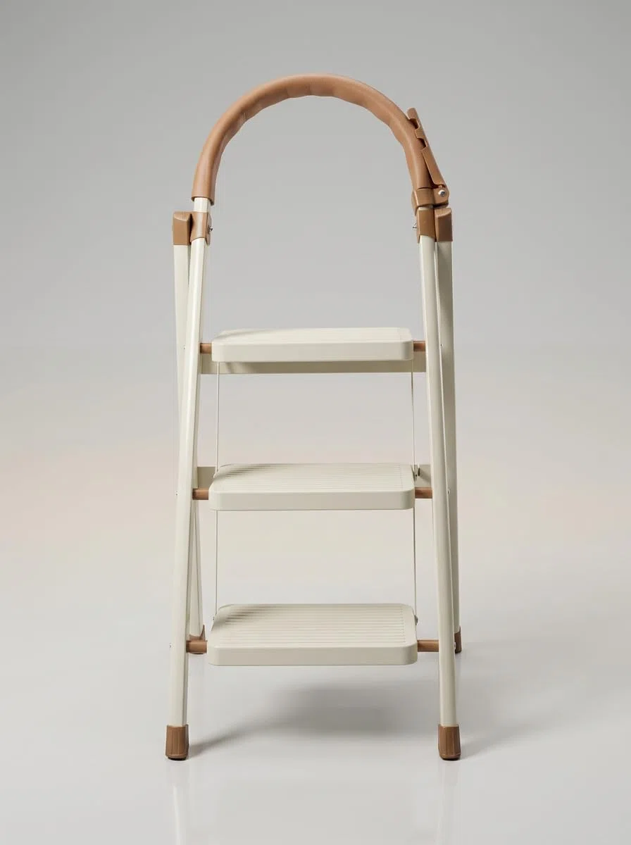 Scala pieghevole 3 gradini con corrimano, scaletta in acciaio, gradini larghi antiscivolo 18 cm, portata 150 kg, compatta