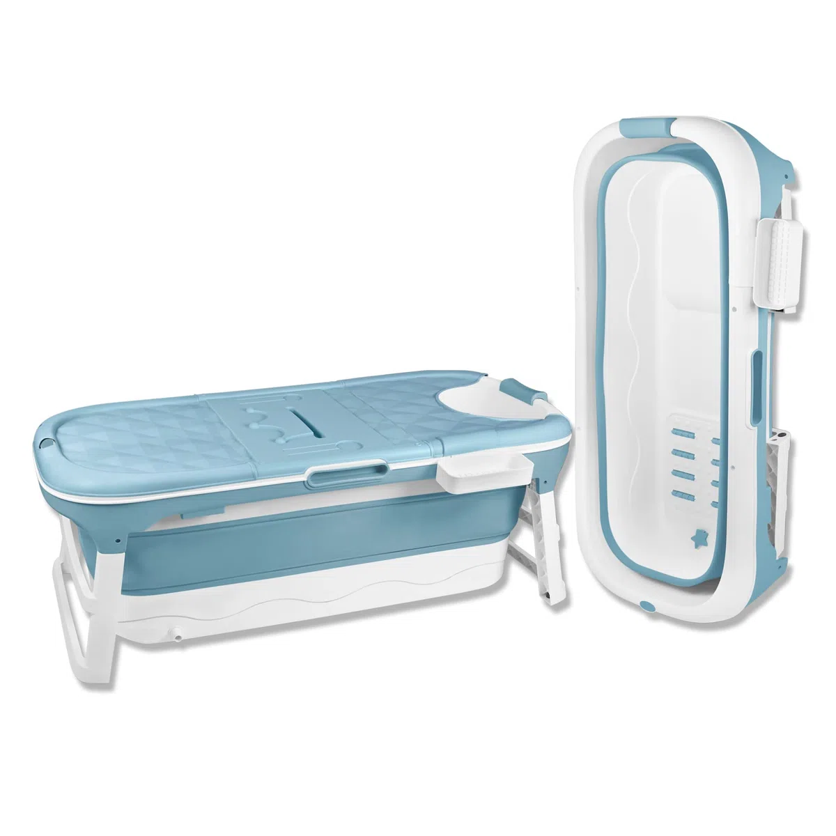 Froadp 128x60x53cm Vasca da Bagno Pieghevole con Rivestimento Sfoderabile per Adulti Bambini Doccia Vasche da Bagno Pieghevole Portatile Mobile con Corrimano per Interni Bagni Piccoli o Esterni