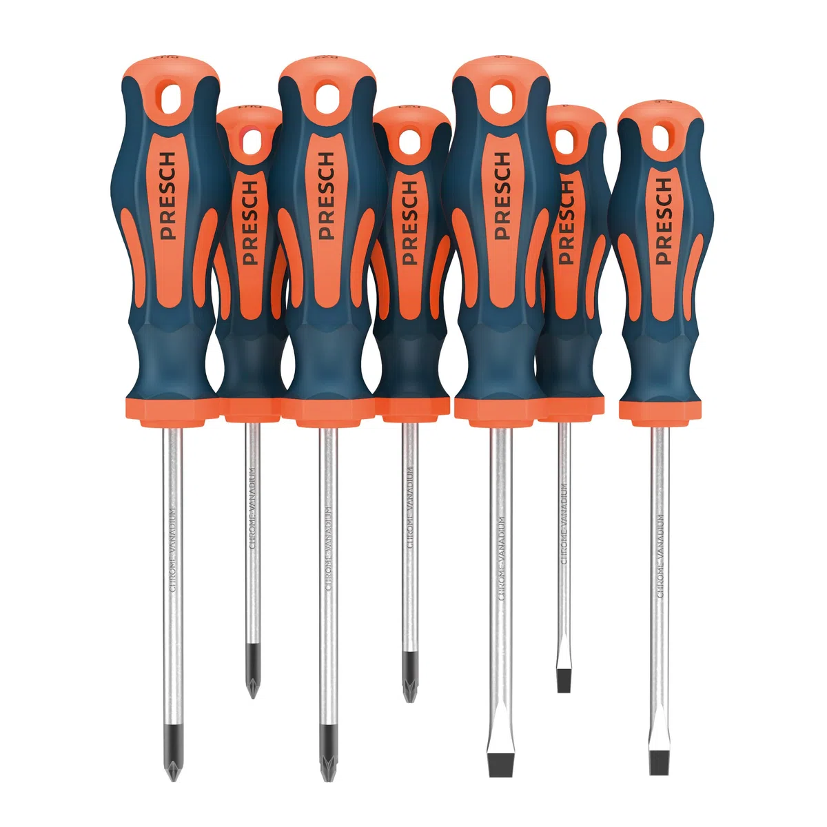 Presch set di 7 cacciaviti - Set di cacciaviti magnetici a taglio e croce - Attrezzi professionali