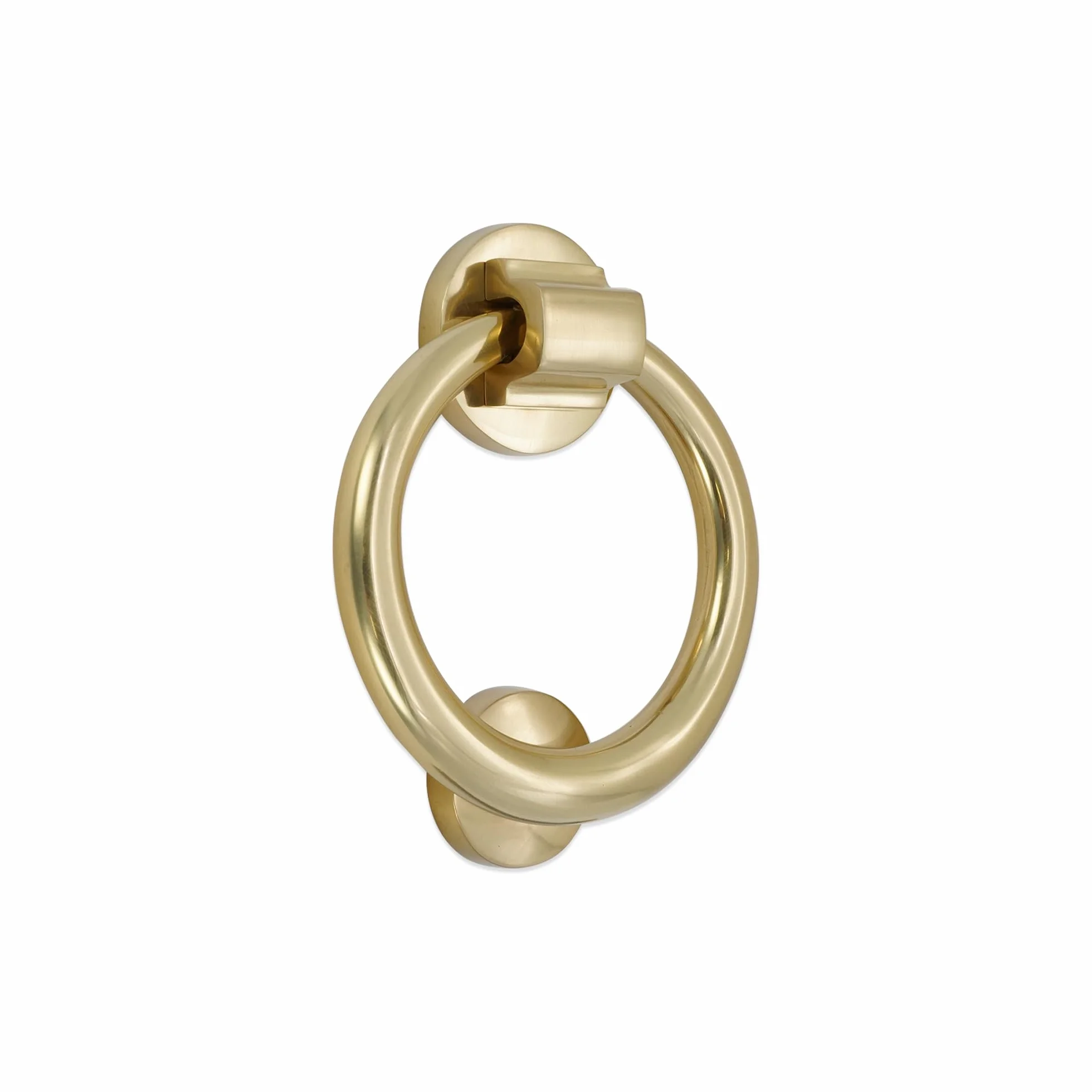 Infinity Decor Battente ad anello in ottone massiccio da 12,7 cm con finitura in ottone lucido – Battente per porta d'ingresso di alta qualità per mobili d'ingresso