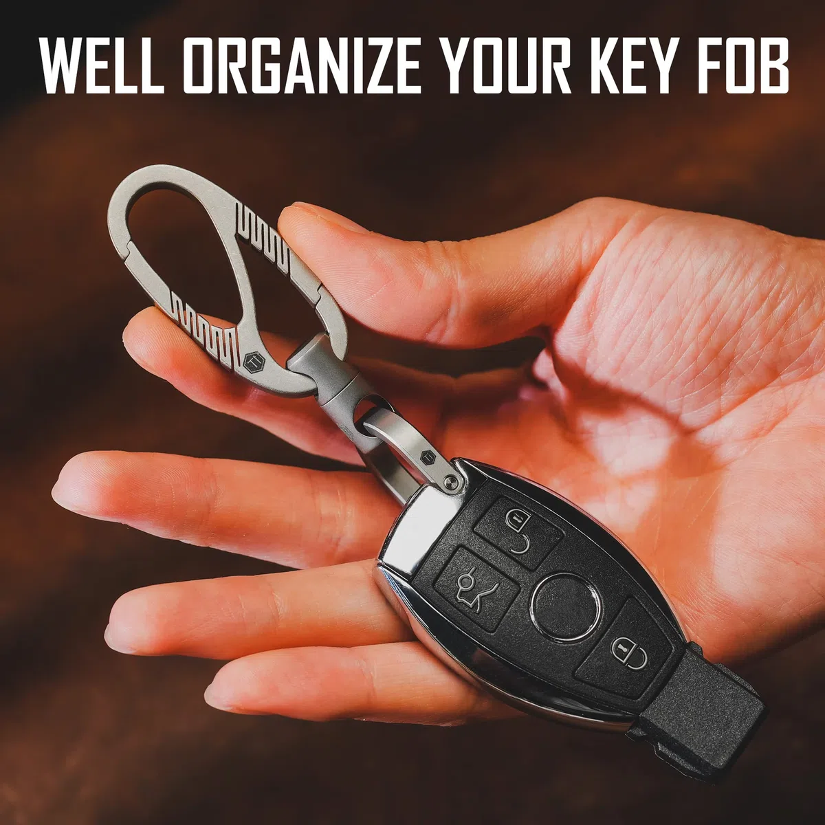 KeyUnity Clip portachiavi con moschettone in titanio, organizer per portachiavi titanio EDC a sgancio rapido a doppio cancello per uomini e donne