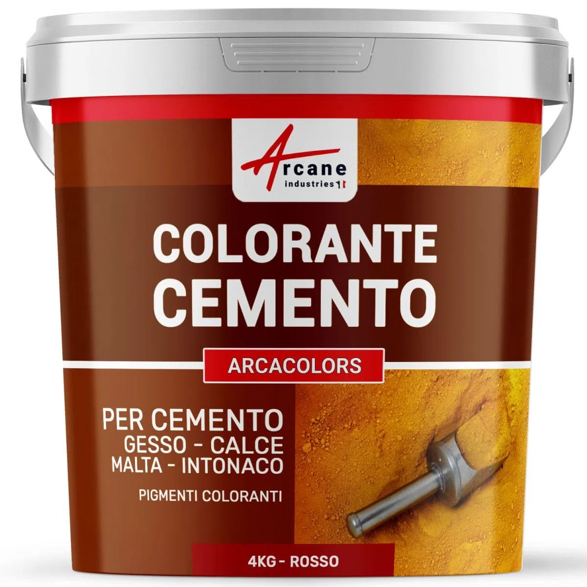 Colorante per cemento, intonaco, malta. Pigmenti per colorare cemento - ARCACOLORS - 4 kg Rosso - ARCANE INDUSTRIES