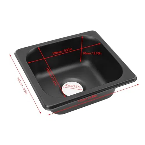 Dpofirs Lavello Cucina per 6,89x6,5x2,76 Pollici, Lavello Bar Nero in Acciaio Inossidabile 304, Lavello Bar Piccolo Elettrolitico per Roulotte Barca