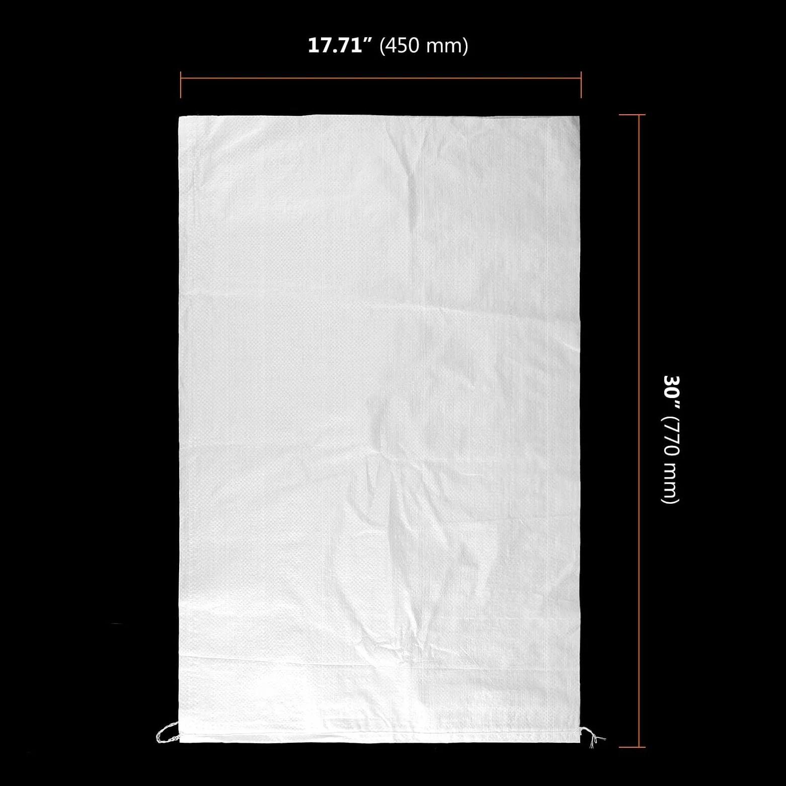 SEUNMUK 50 Sacchi di Sabbia Vuoti 45 x 77 cm in Polipropilene Bianco, Antiallagamento per Protezione Inondazioni, con Fascette da 20 m