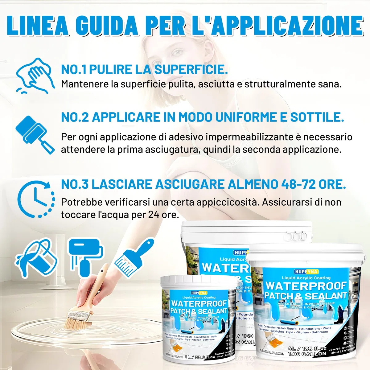 Sigillante Impermeabile Liquido, Trasparente Rivestimento Impermeabile che Ripara l'agente Anti-perdita, Sigillante Invisibile Impermeabile a Prova d'acqua per Interno ed Esterno Impermeabilizzante