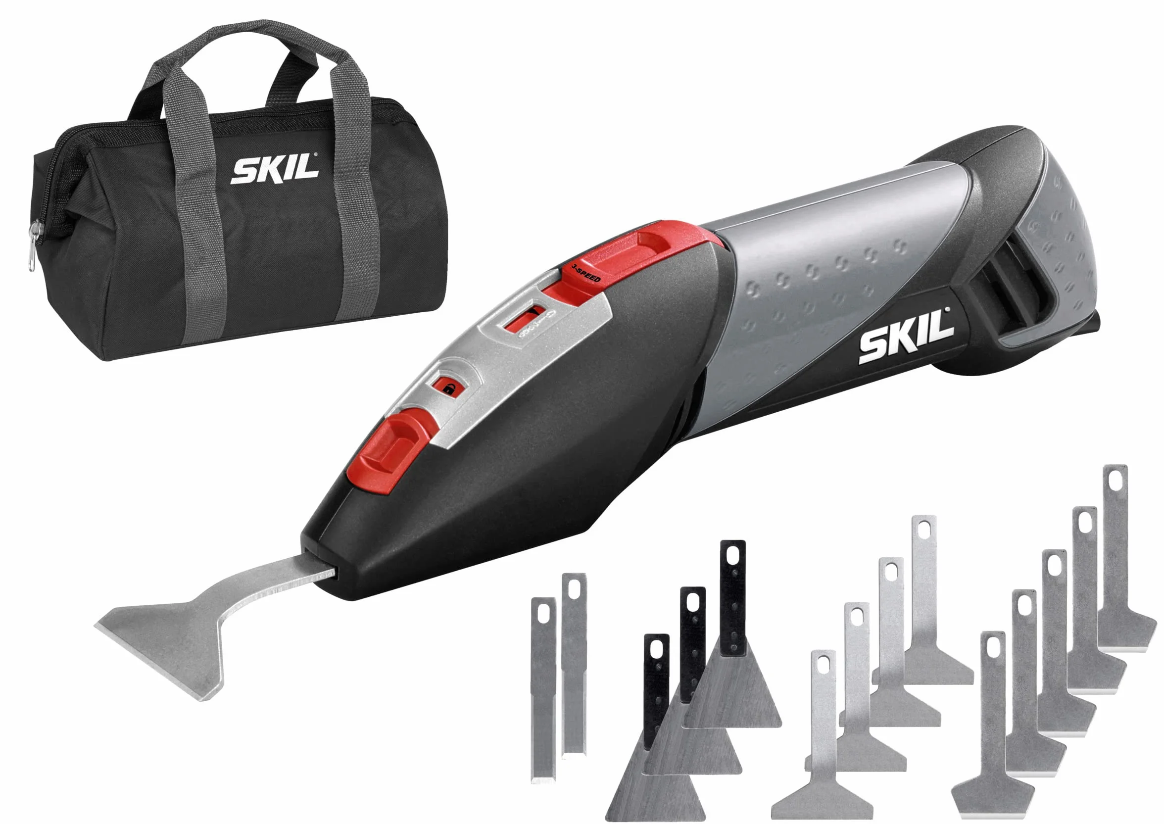 Skil Masters Electric Scraper 7720 MA (250W, 3 impostazioni di velocità, cavo da 4 m, 15 pezzi, set di raschietti, sacchetto incluso)