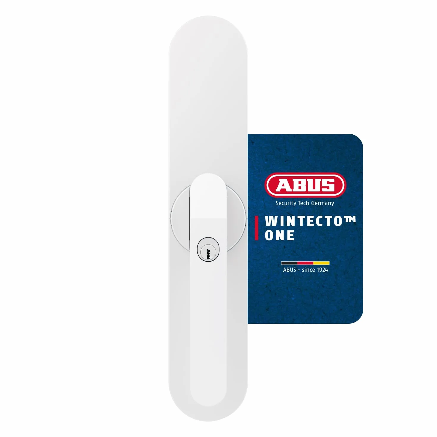ABUS Azionamento Finestra WINTECTO One – Maniglia Smart per Finestre, Porte Balcone e Terrazza – con Funzione di Allarme – Montaggio Semplice senza Forare – Bianco