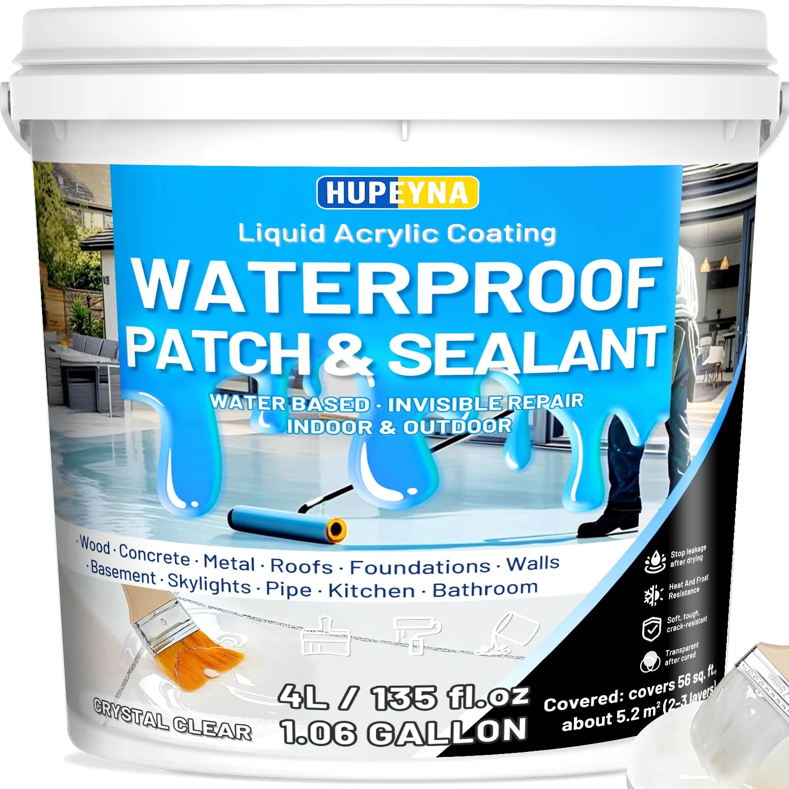 Sigillante Impermeabile Liquido, Trasparente Rivestimento Impermeabile che Ripara l'agente Anti-perdita, Sigillante Invisibile Impermeabile a Prova d'acqua per Interno ed Esterno Impermeabilizzante