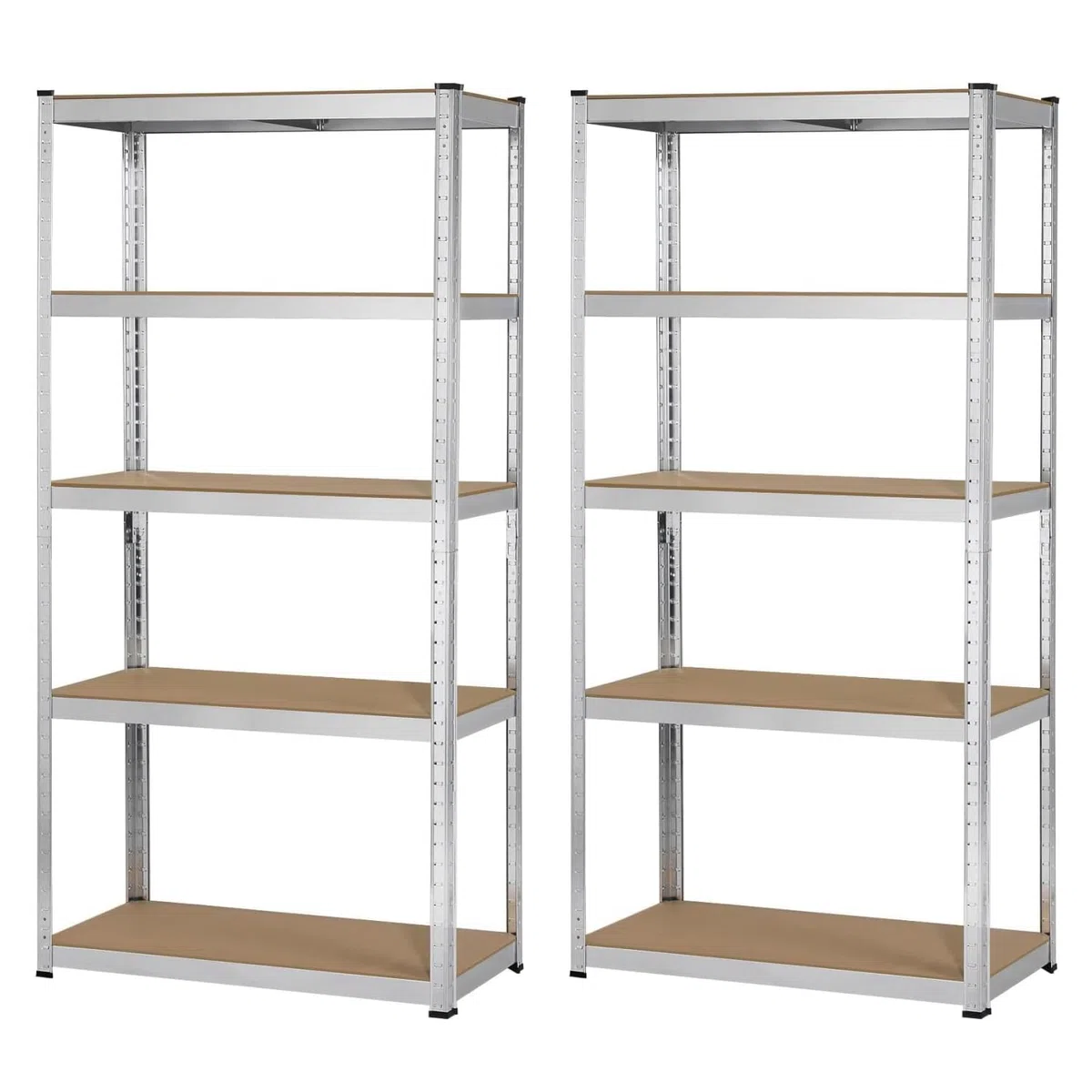 Brigros - Scaffale Metallo Garage 180x90x40cm Ad Alta Portata 875kg, 5 Ripiani Mdf, Scaffale Salvaspazio Ideale Per Garage, Officina, Cantina, Magazzino, Design Modulare (Doppio, Galvanizzato)