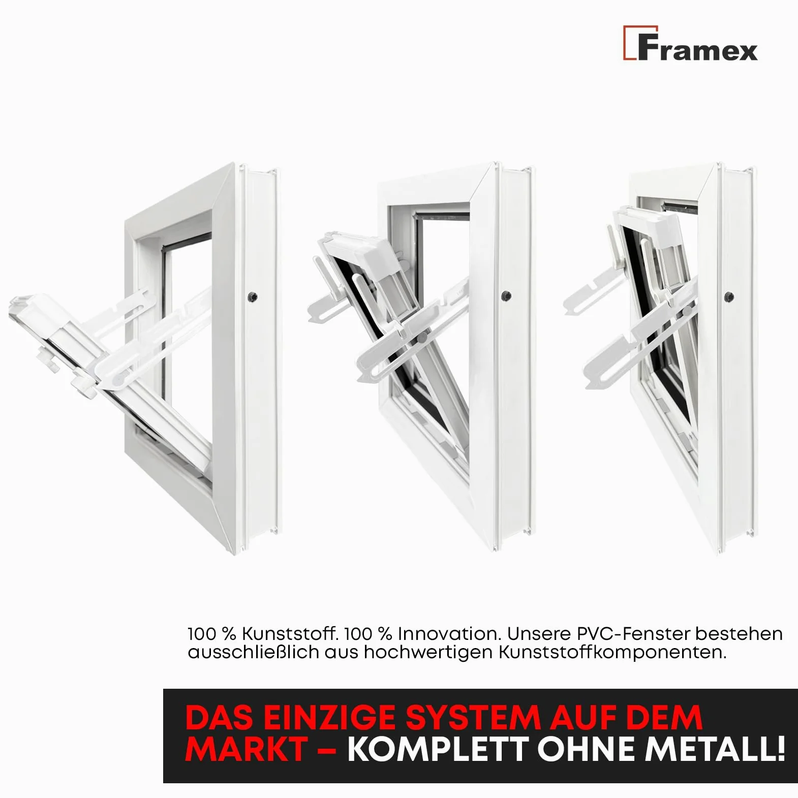 Finestra in PVC, a Ribalta e a Battente, Bianca, 100 x 60 cm (1000 x 600 mm), Vetro Singolo – Finestra in PVC con funzione di Ribalta e a Battente, per ventilazione, scantinati