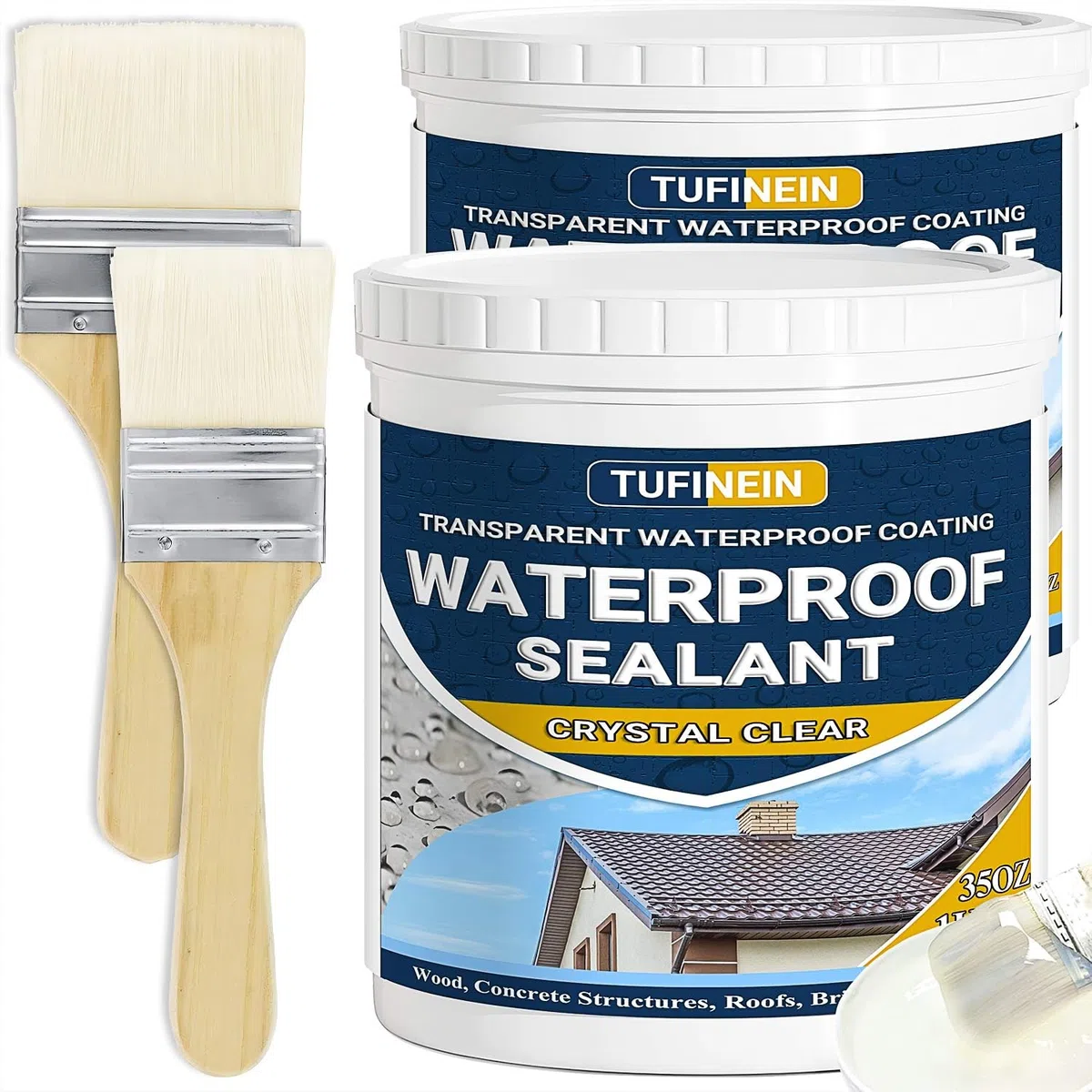 Sigillante Isolante Impermeabile, 2KG Trasparente Sigillante Impermeabile Liquido, Interno ed Esterno Colla Impermeabile, Impermeabilizzante Trasparente Guarnizione di Perdite