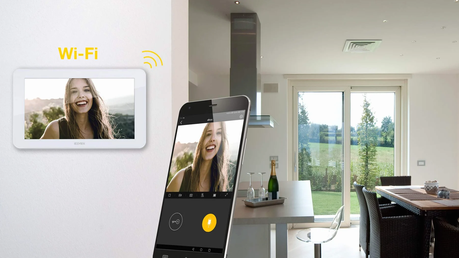 VIMAR K40956 Kit videocitofonico da parete con: 2 videocitofoni touch screen vivavoce Wi-Fi a colori LCD 7", targa audiovideo 2 pulsanti, 2 alimentatori, completo di staffe per il fissaggio, bianco