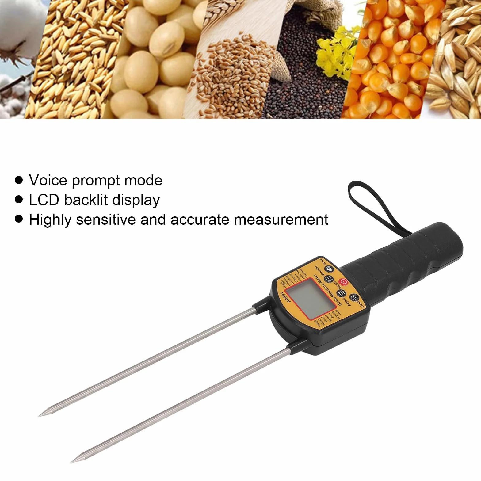Tester Digitale per Misuratore di umidità per Cereali, Misuratore di umidità Multifunzionale, Misuratore di umidità per Cereali, Mais, Pepe, caffè, Cacao, Fave, Prevenendo Muffe