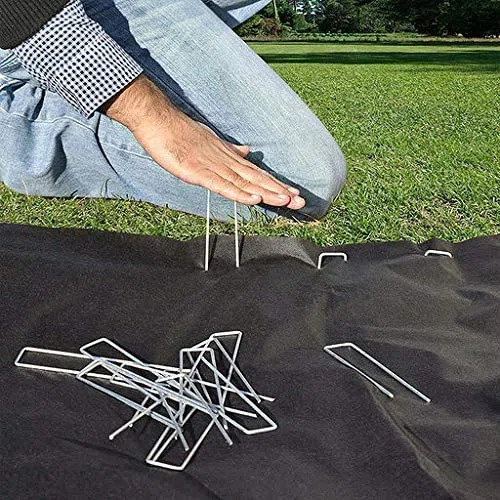50x Picchetti di ancoraggio lunghi,Chiodi da Terra in acciaio Picchetti da Giardino per il fissaggio di reti parasole e di sintetica,30x4cm,in filo d'acciaio dello spessore di
