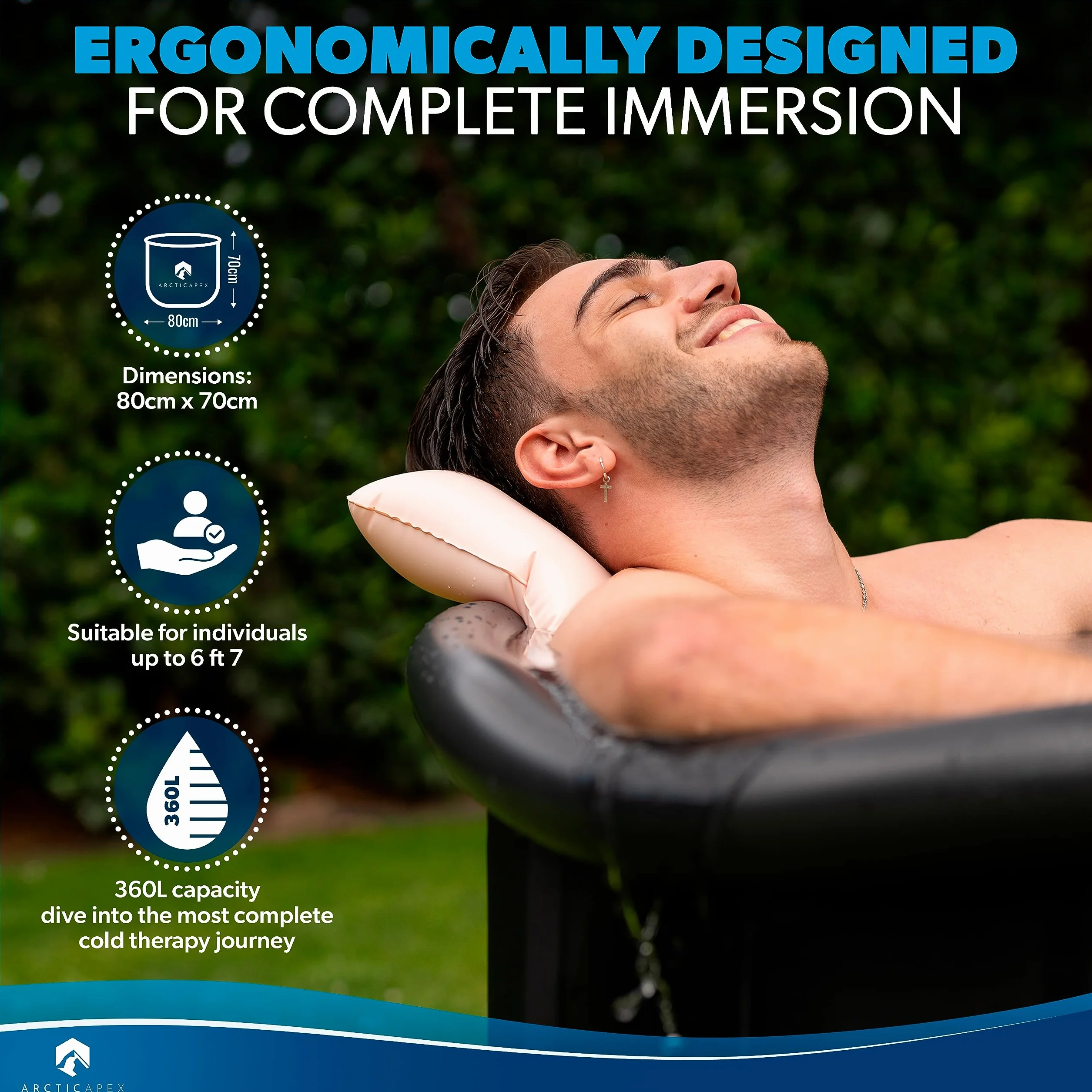 Vasche per crioterapia ArcticApex Ice Bath - Soluzione definitiva per recupero e benessere con esperienza di alta qualità della vasca bagno per ghiaccio