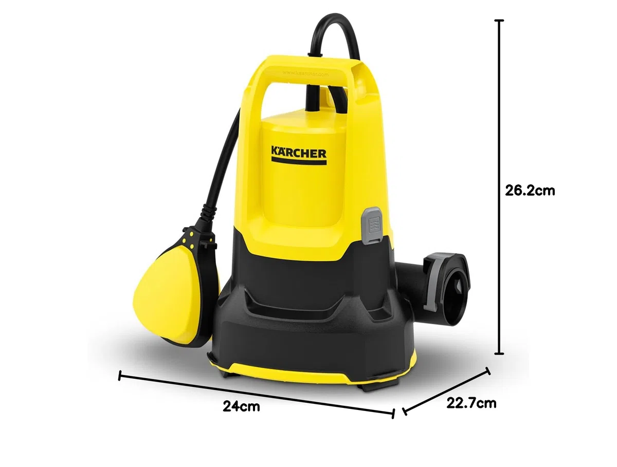 KÄRCHER Elettropompa a Immersione SP 9.000 Flat ad Aspirazione Piatta, Portata 9.000 l/h, Max Profondità d'Immersione 7 m, Per Acque Scure con Particelle Fino a 5 mm, Altezza Acqua Residua 1 mm