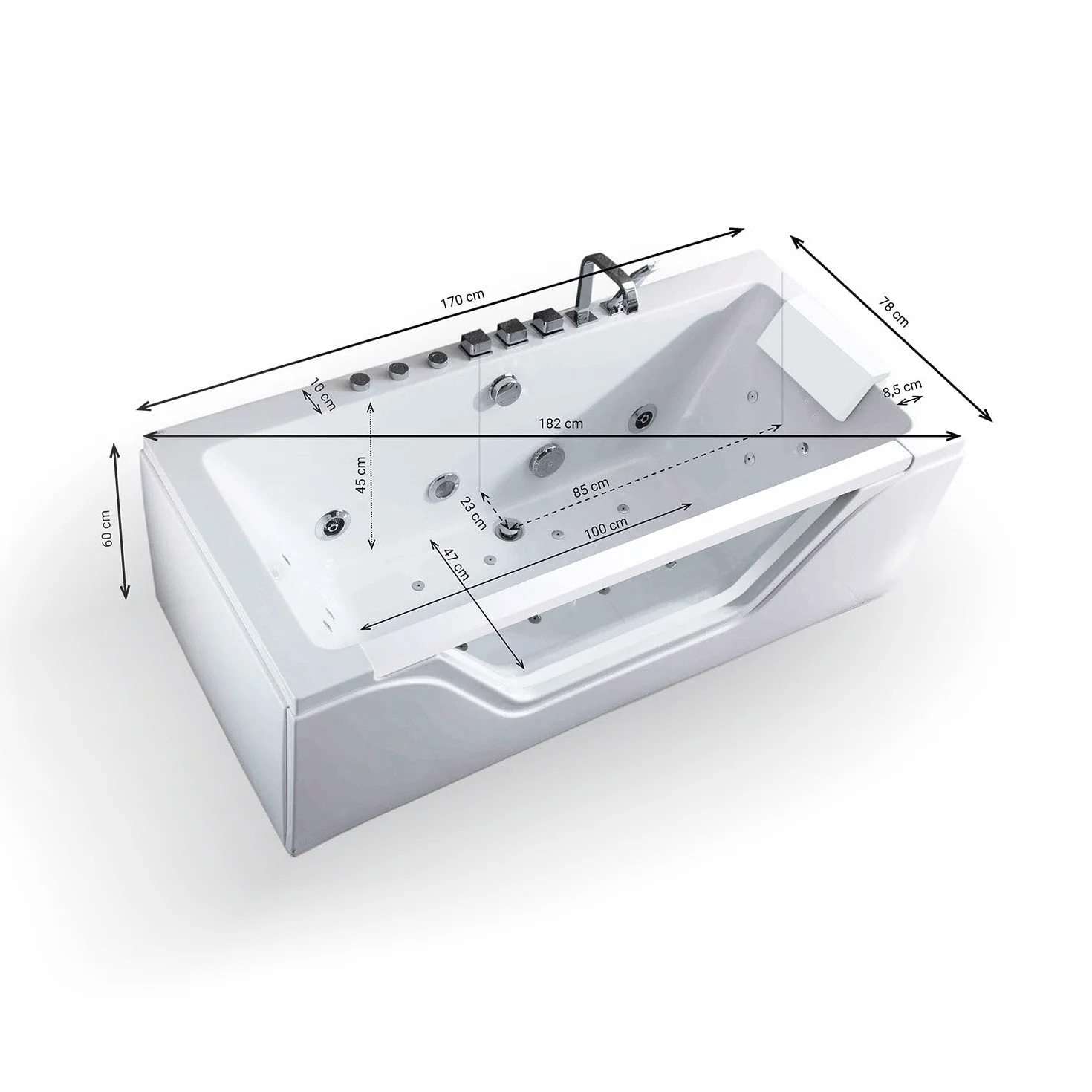 SPALINA Tahiti White Jets - Vasca idromassaggio oblò L 170 x l 78 cm