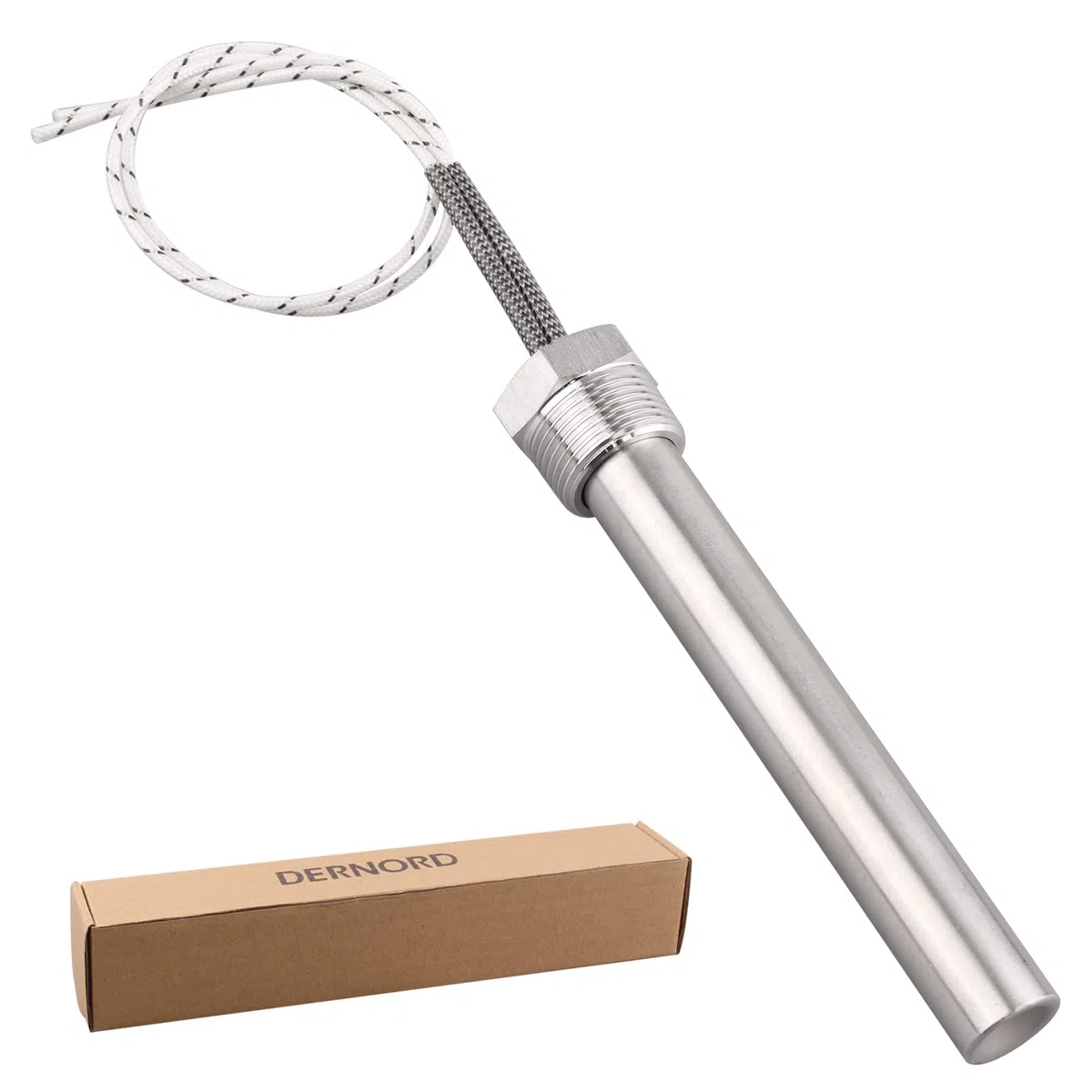 DERNORD Cartuccia riscaldante da 220 V, 500 W, con flangia da 3/4 pollici, multifunzione, per fai da te, in acciaio inox, lunghezza elemento riscaldante