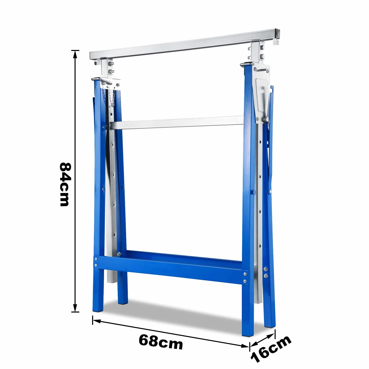 Fiqops set di 2 cavalletti da lavoro Capacità di carico 200 kg 7 volte pieghevole Cavalletti regolabili in altezza 80-130 cm Metallo Cavalletti per ponteggi Struttura per ponteggi