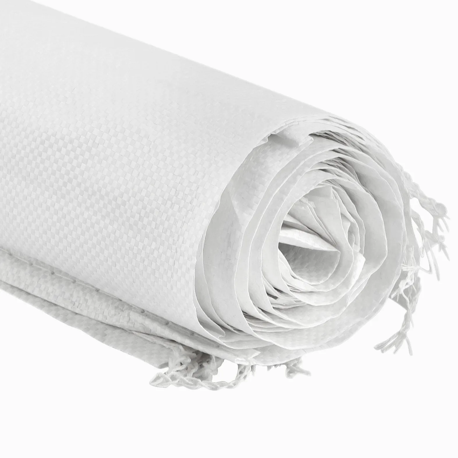 SEUNMUK 50 Sacchi di Sabbia Vuoti 45 x 77 cm in Polipropilene Bianco, Antiallagamento per Protezione Inondazioni, con Fascette da 20 m