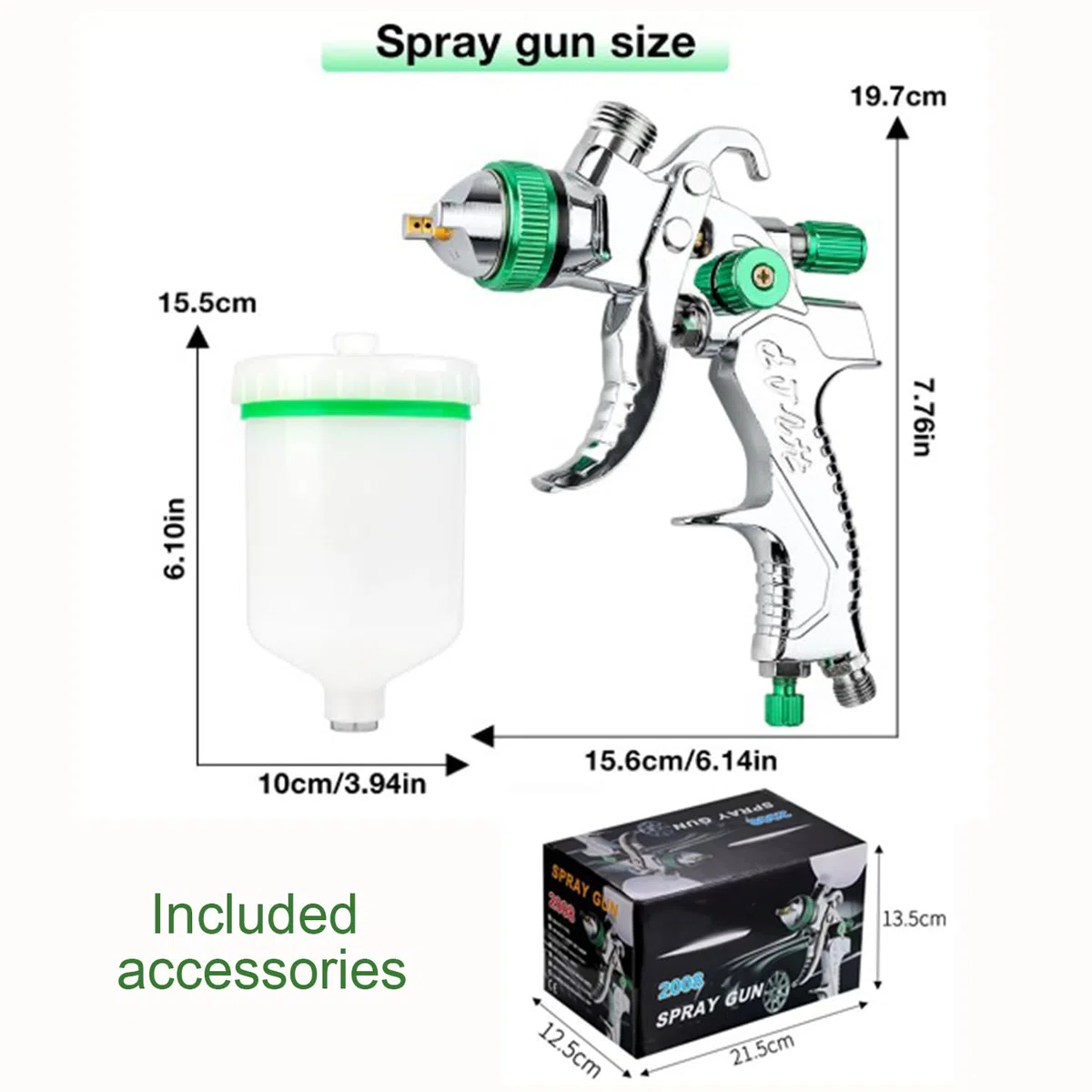HVLP Pistola a Spruzzo Ad Alta Atomizzazione,Con 5 Ugelli Da 1,4/1,7/2,0/2,5,Aerografo Per Verniciare 600mlinclude Guanti, Chiavi Inglesi e Altri Accessori,Per Riparazioni Di Piccoli Mobili Per Auto,