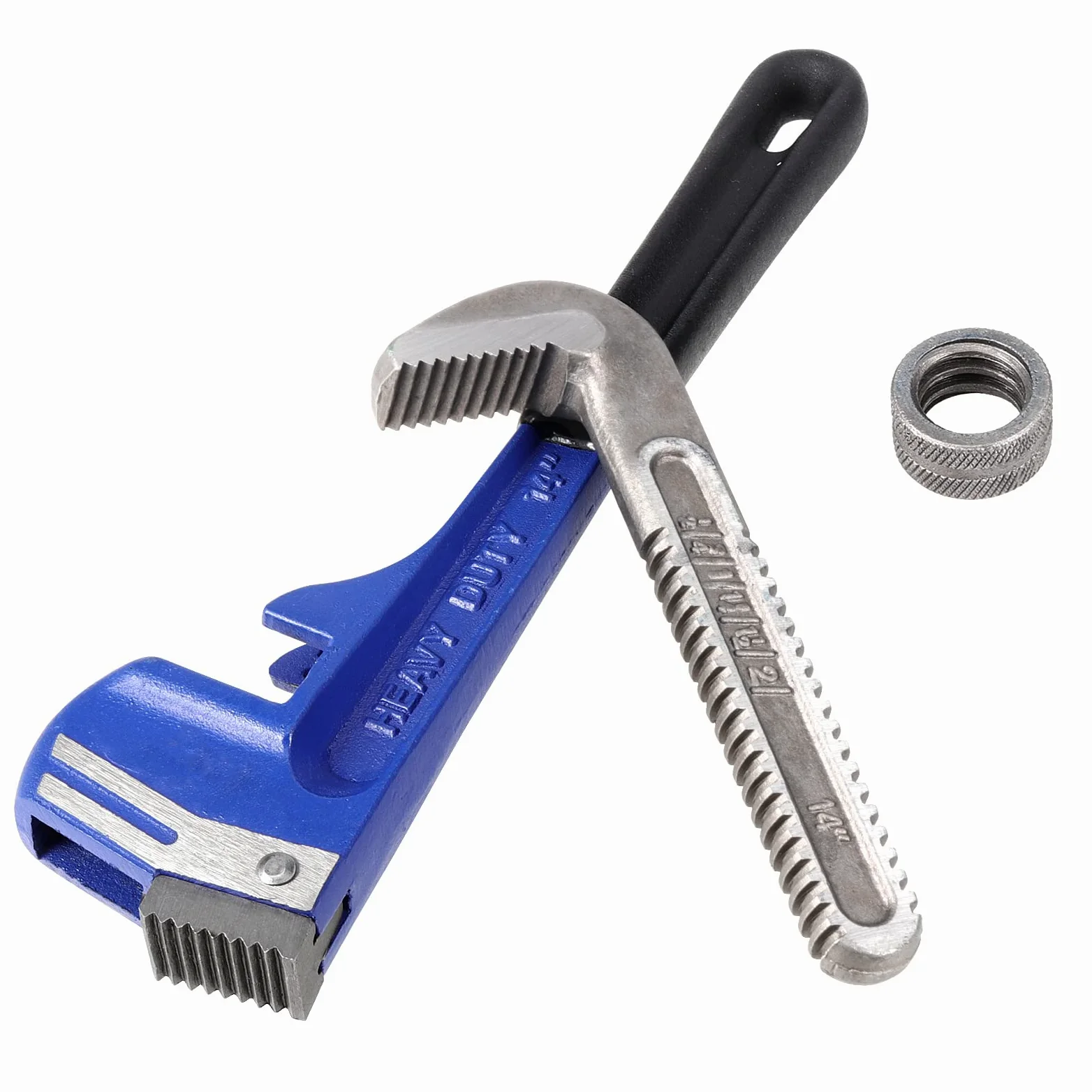 Set di 4 chiavi per tubi, resistenti e trattate termicamente, regolabili da 50, 60, 70, 80 mm, pinza per tubi in ghisa con manico morbido e ganasce regolabili, pinza idraulica