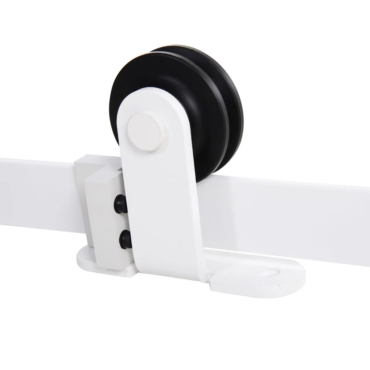 HOMCOM 183CM/6FT Kit per Porta Scorrevole Portata 100kg, Binario per Porta Scorrevole con Rotelle e Minuteria Inclusa, Bianco