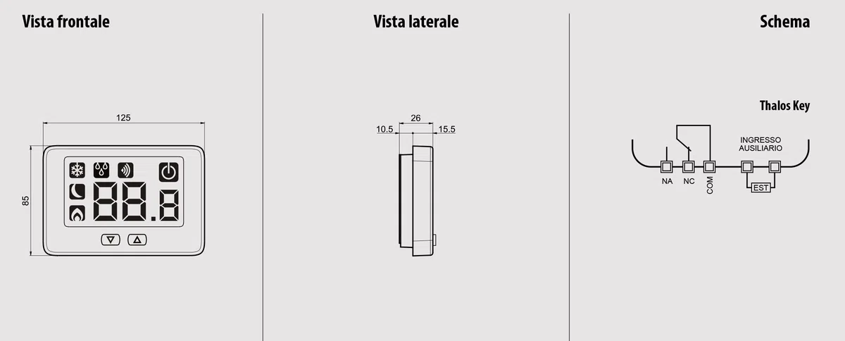 VEMER VE719100 THALOS KEY - Termostato Elettronico da Parete per Caldaia, Alimentazione a Batterie, Nero
