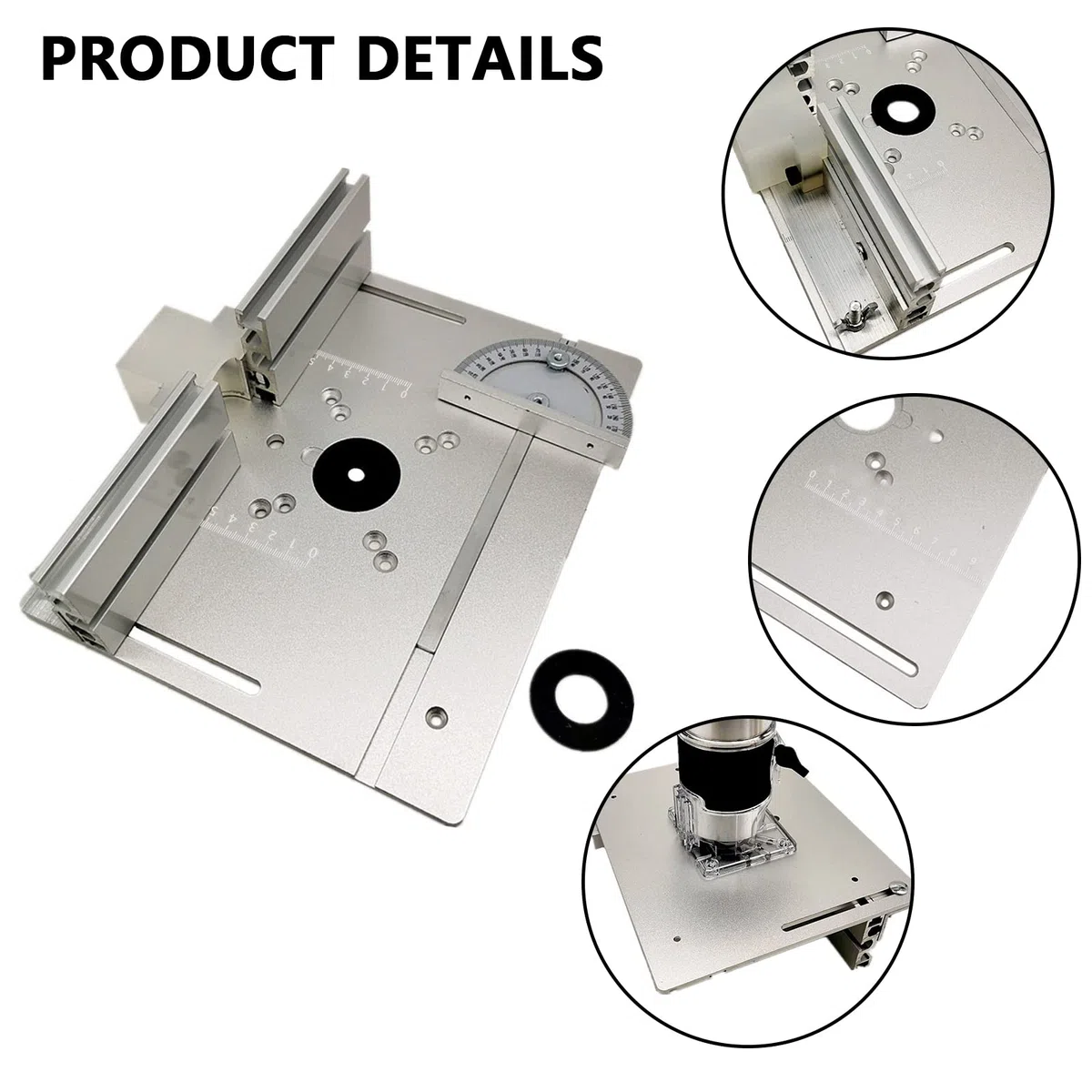 router Ascensore, tavolo per set 3 piastre inserti, sistema sollevamento preciso, supporto base, sollevamento massimo 51mm argento