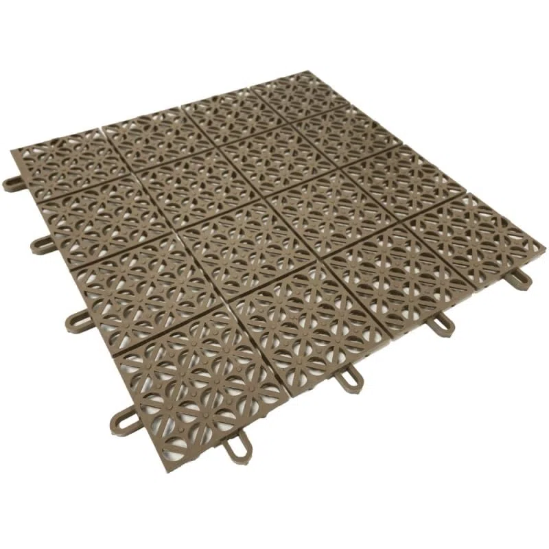 Ezooza MultiFlex – 22 Piastrelle Drenanti Flessibili per Esterni (2 m²), 30x30 cm, Plastica Riciclata, Colore: Beige