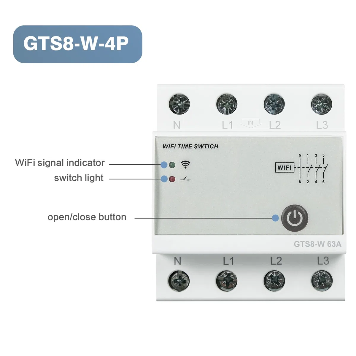 Interruttore wifi Interruttore smart Interruttori Tuya controllato timer intelligente 220V relè wifi dispositivi Smart Life GTS8 W (4P 63A top feed)