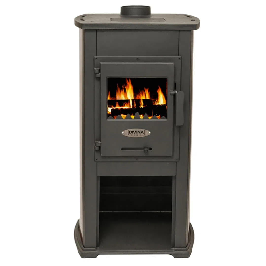 Stufa a legna in ghisa KATERINA 8,45 KW L 47 x P 40 x H 94 Bordeaux