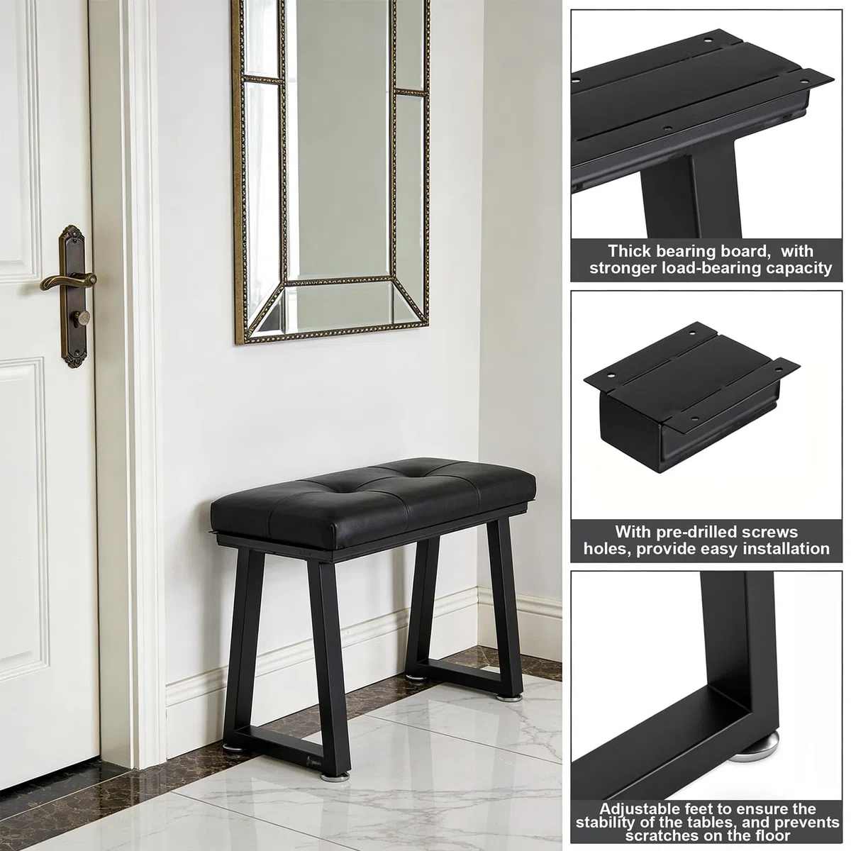 16" Gambe per Mobili in Metallo, Gambe per Tavolo Panche Robuste Nere, Supporti Fai da Te per Tavoli da Pranzo Scrivanie Sedie, Altezza 40 cm x Larghezza 30 cm, Set da 2 (16" T-Type)