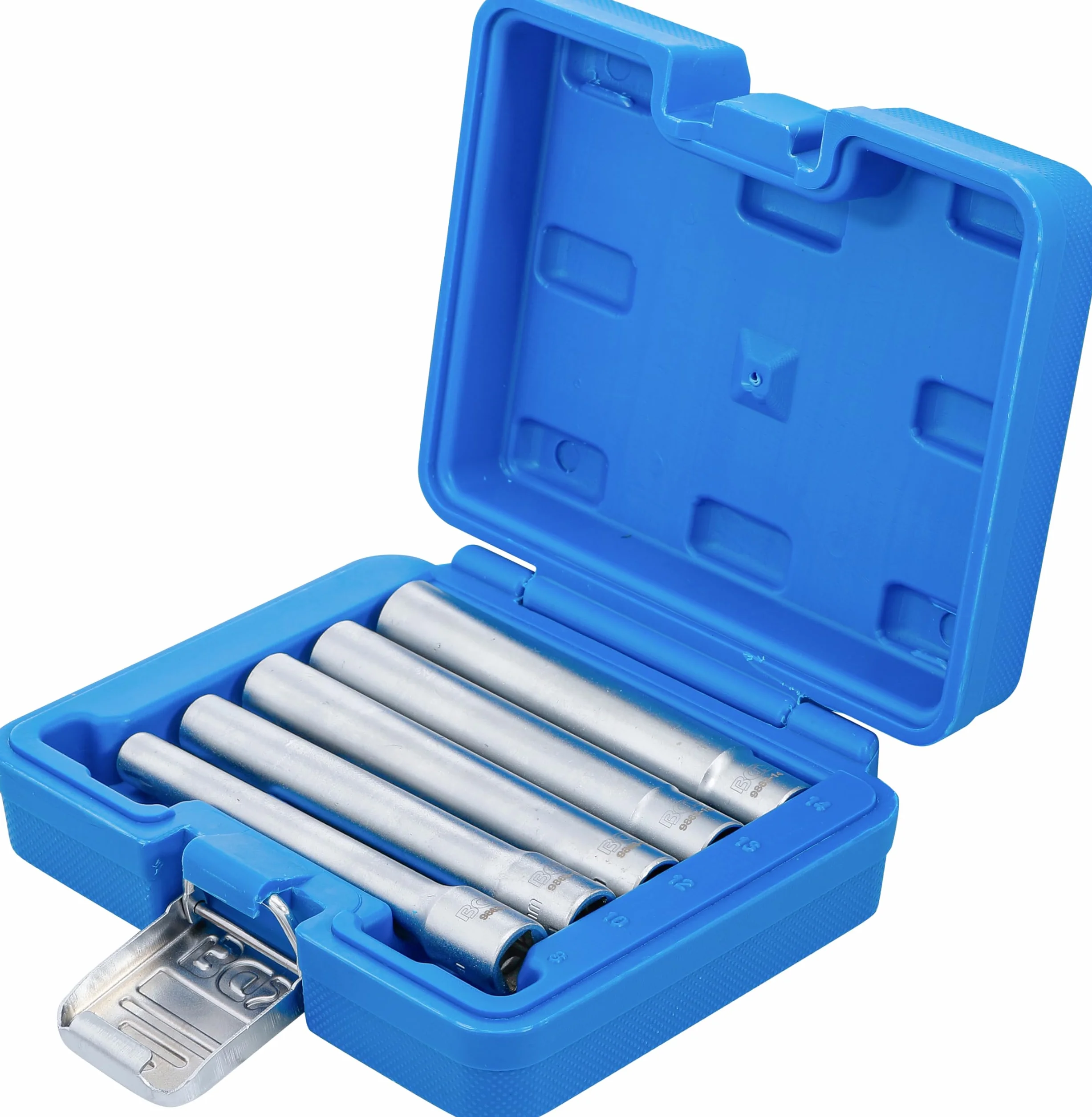 BGS 9863 | Serie di bussole, esagonali, esagono, extra profondo | Attacco quadro incassato 10 mm (3/8") | 8 - 14 mm | 5 pz.