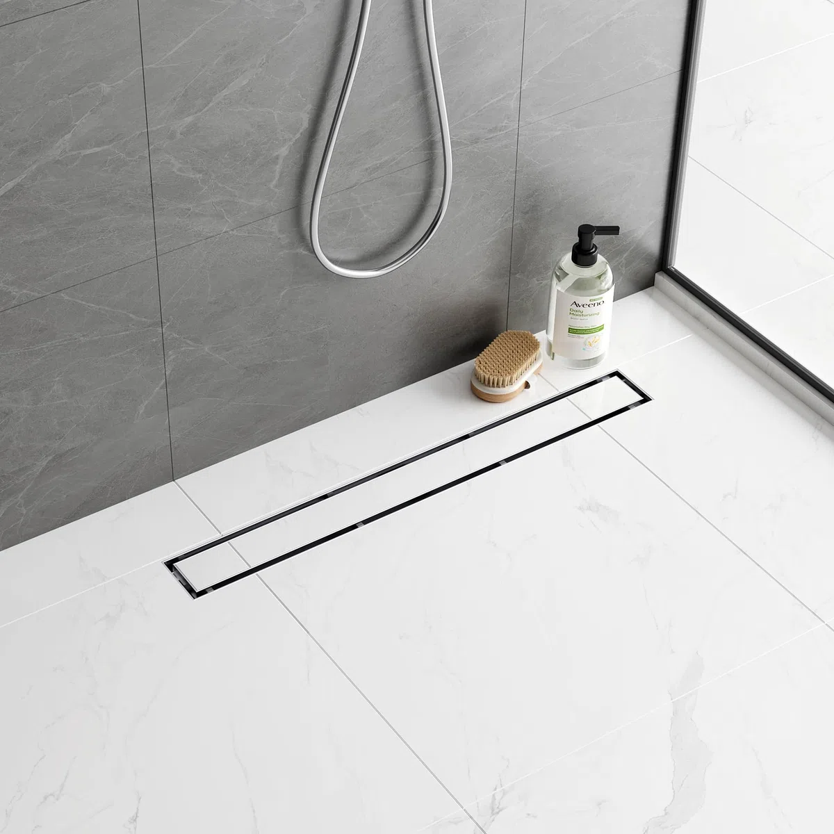 Neodrain Canalina per doccia, 70 cm, in acciaio inox, scarico a 360°, extra piatto, con filtro antiodore e adattatore per il bagno