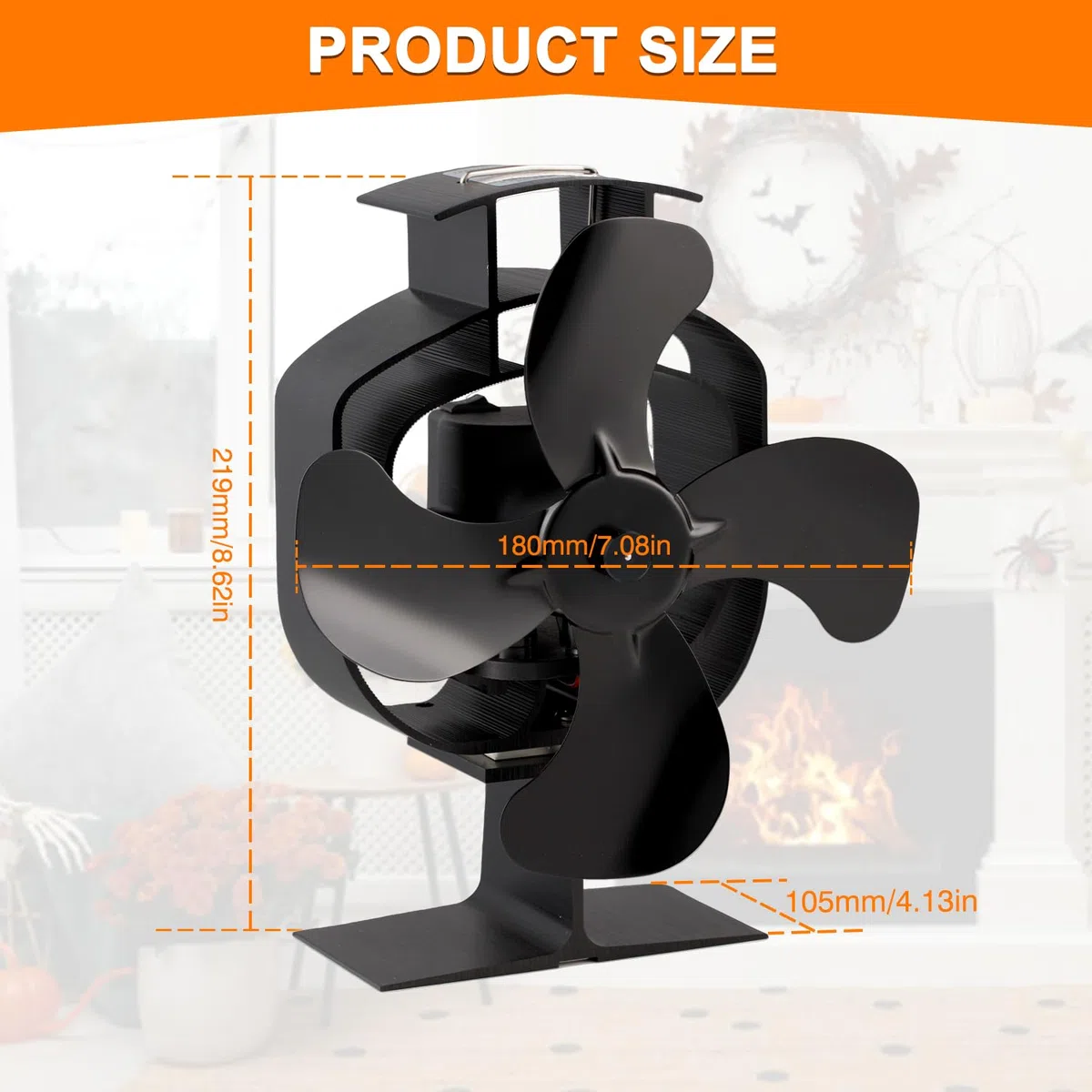 Ventilatore Per Stufa a Legna, Ventilatore oscillante per camino, Ventola Stufa Legna con 4 Pale, Ventola da Caminod Silenzioso Alimentato Calore, Efficiente Ventilatore per stufa