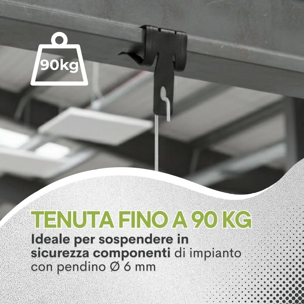 CLIP IN ACCIAIO PER FISSAGGIO SU TRAVE DI FERRO AD H (Per aletta da 4 a 10 mm)
